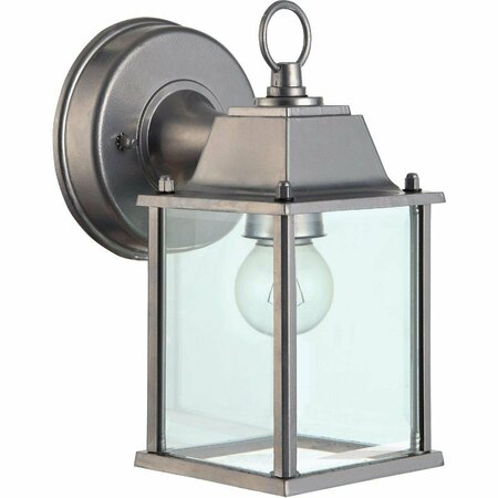 HOME IMPRESSIONS 100W Incandescent Painted Brushed Nickel Lantern Outdoor Wall Light Fixture IOL3BN
